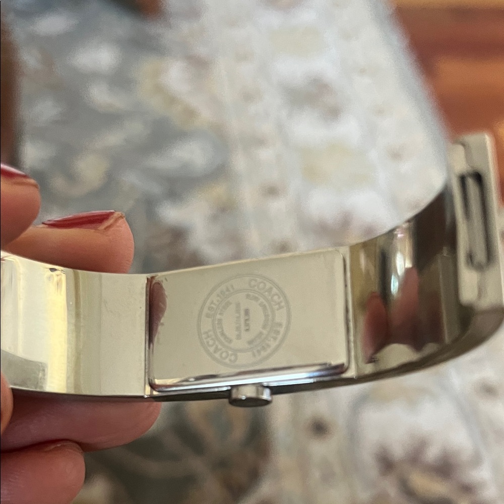 Coach Silver Rectangular Watch With Signature Des… - image 3